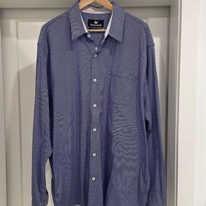 Buttercloth Men's 2XL XXL Blue Long Sleeve Shirt Button Up Flip Cuff Stretch